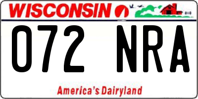 WI license plate 072NRA