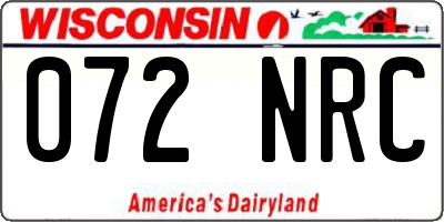 WI license plate 072NRC