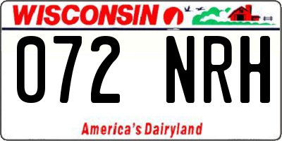 WI license plate 072NRH