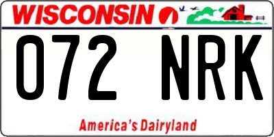 WI license plate 072NRK