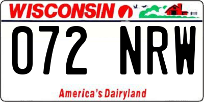 WI license plate 072NRW