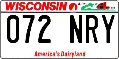 WI license plate 072NRY