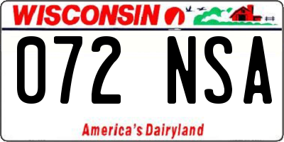 WI license plate 072NSA