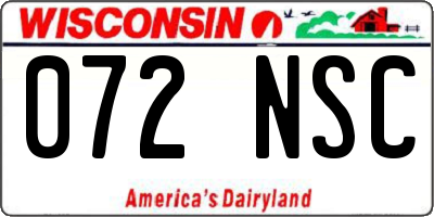 WI license plate 072NSC