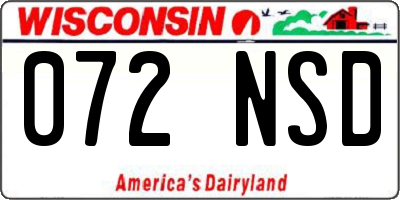 WI license plate 072NSD
