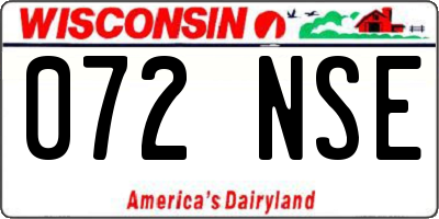 WI license plate 072NSE