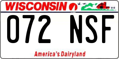 WI license plate 072NSF