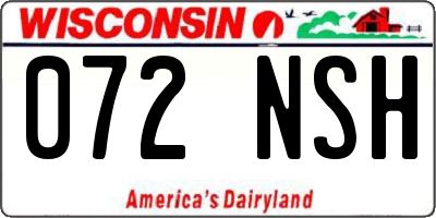 WI license plate 072NSH