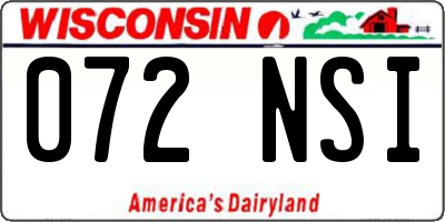 WI license plate 072NSI