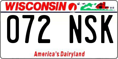 WI license plate 072NSK