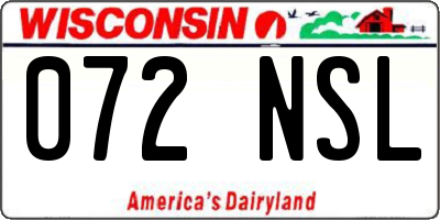 WI license plate 072NSL