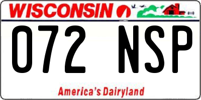WI license plate 072NSP
