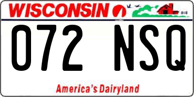 WI license plate 072NSQ
