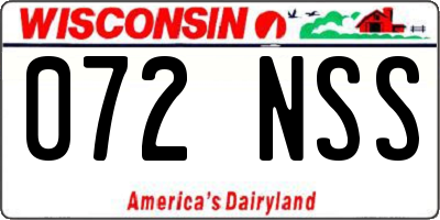 WI license plate 072NSS