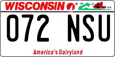 WI license plate 072NSU