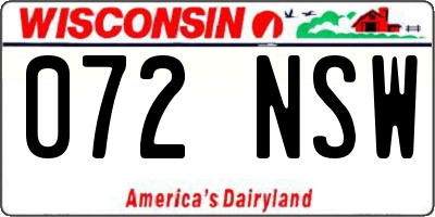 WI license plate 072NSW