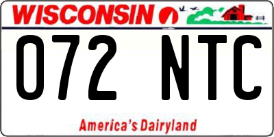 WI license plate 072NTC