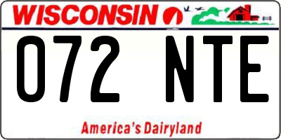 WI license plate 072NTE