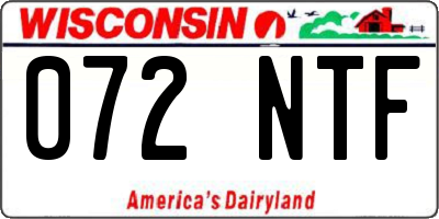 WI license plate 072NTF