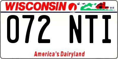 WI license plate 072NTI