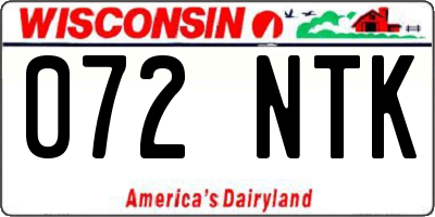 WI license plate 072NTK