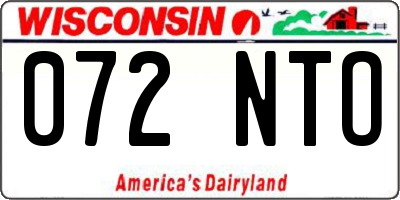 WI license plate 072NTO