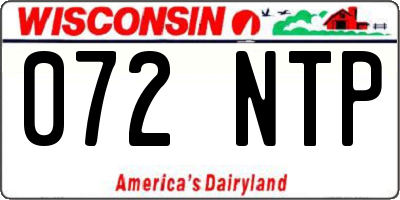 WI license plate 072NTP