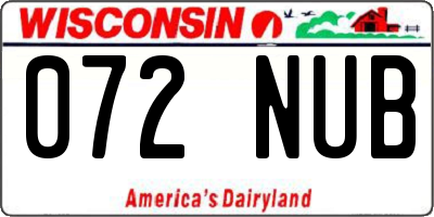WI license plate 072NUB