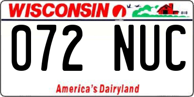 WI license plate 072NUC
