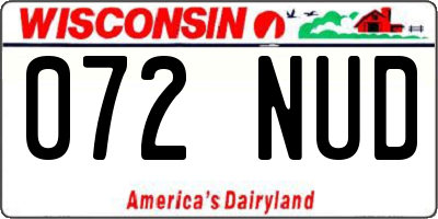 WI license plate 072NUD