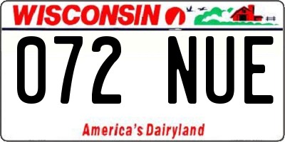 WI license plate 072NUE