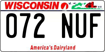 WI license plate 072NUF