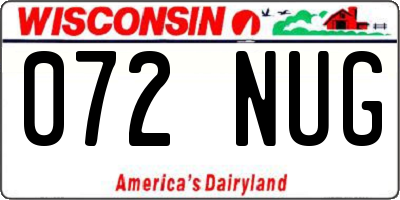 WI license plate 072NUG