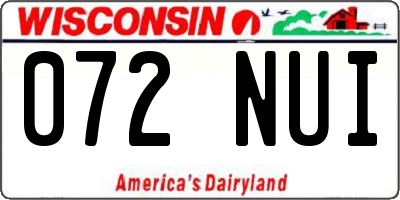WI license plate 072NUI