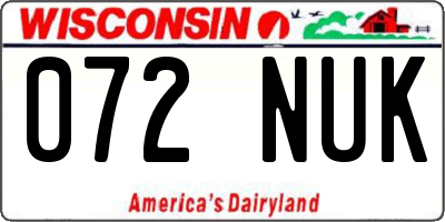 WI license plate 072NUK