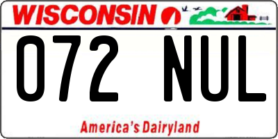 WI license plate 072NUL