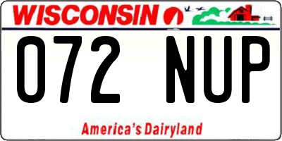 WI license plate 072NUP