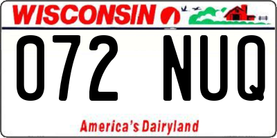 WI license plate 072NUQ