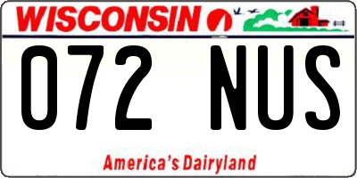 WI license plate 072NUS