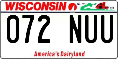 WI license plate 072NUU