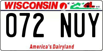 WI license plate 072NUY