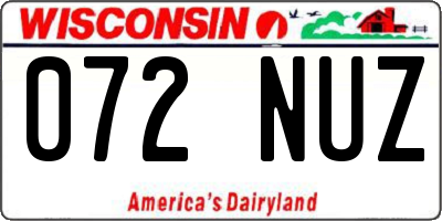 WI license plate 072NUZ