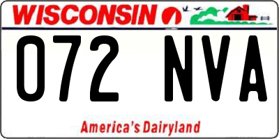 WI license plate 072NVA