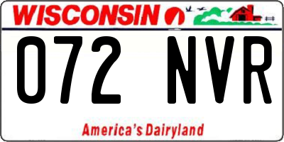 WI license plate 072NVR