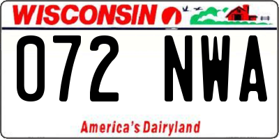 WI license plate 072NWA