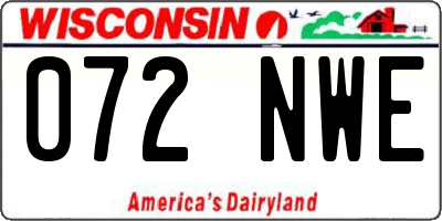 WI license plate 072NWE