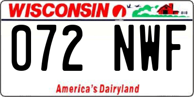 WI license plate 072NWF