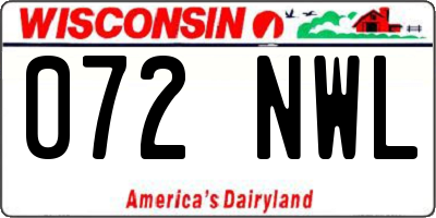 WI license plate 072NWL
