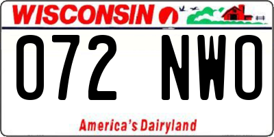 WI license plate 072NWO