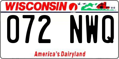 WI license plate 072NWQ
